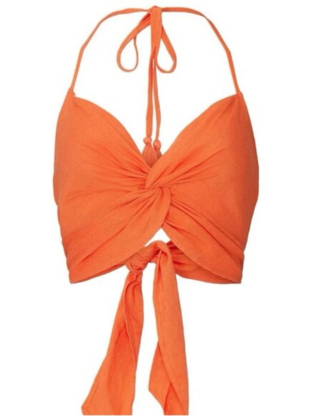 Moon River Knotted Halter Crop Top in Orange